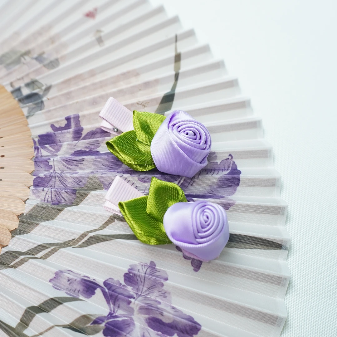 QZ-003 紫玫瑰对夹儿童节手工气质复古古风蝴蝶紫色手作