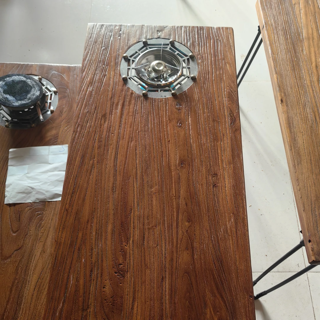 气用78/40折叠桌老榆木实木桌茶桌椅木风咖啡桌面板材阳台复古