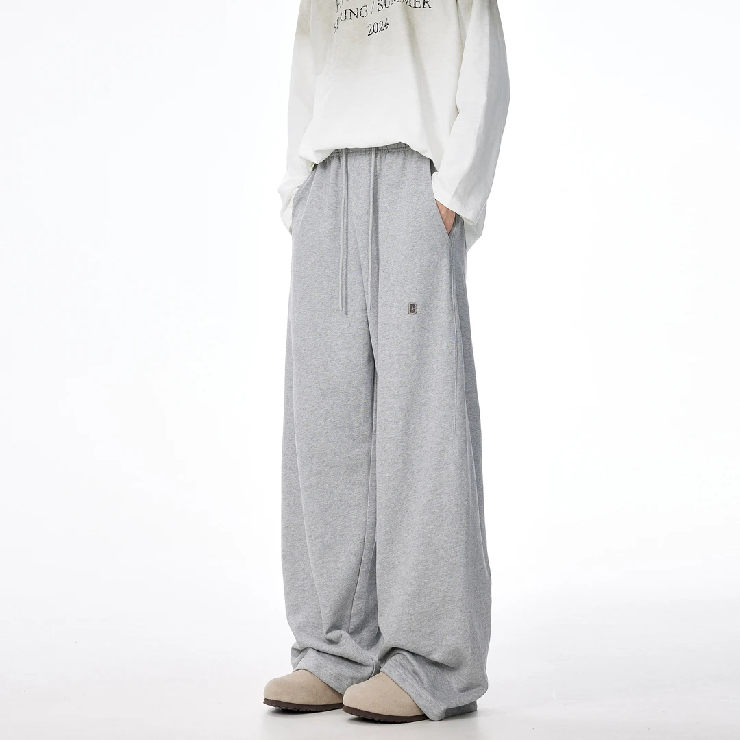 春秋季爆款简约百搭时尚潮流纯色休闲裤男女同款垂感落地宽松长裤