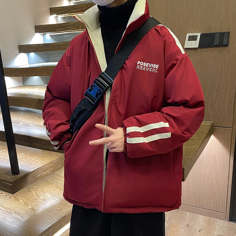 两面穿棉服外套男冬季2025立领棉衣美式潮牌秋冬加厚保暖棉袄上衣