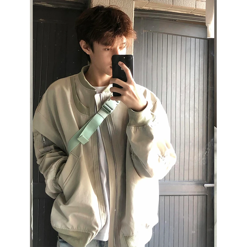 西海岸情侣外套百搭美式棒球服vibe垫肩飞行员夹克男春季国潮上衣