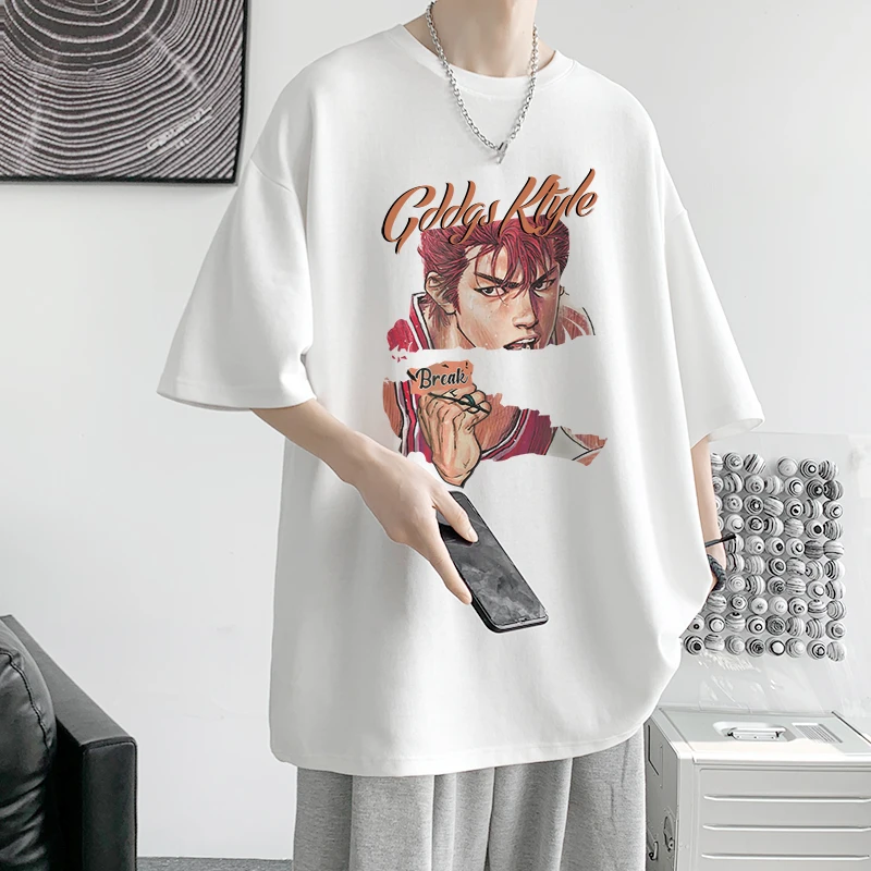 短袖纯棉灌篮高手印花夏季新款动漫半袖体恤宽松百搭日系男款T恤