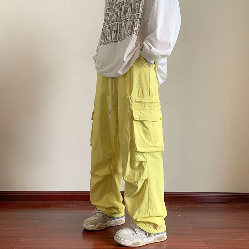 高街裤子男春秋新款潮流百搭宽松直筒休闲工装裤潮牌美式束脚长裤