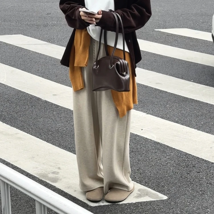 zuowei左维ZW7352休闲裤女2024秋冬款宽松阔腿糯米裤休闲显瘦长裤