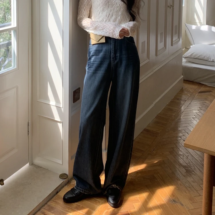 miluroom米鹿99118加绒牛仔裤女2024冬季加厚窄版阔腿裤显瘦长裤