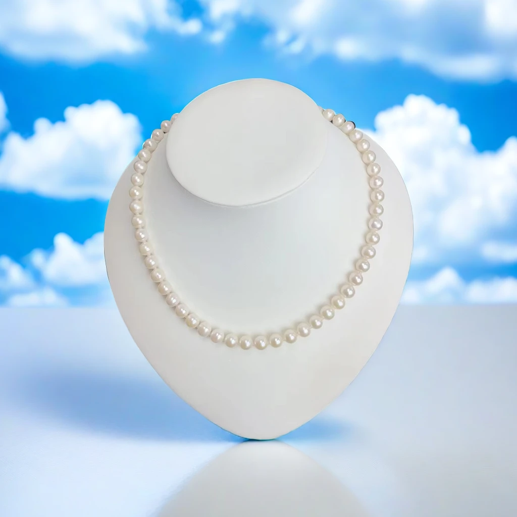 【遇见】8淡水无核珍珠项链精致100%正品气质白色时尚百搭女王强光