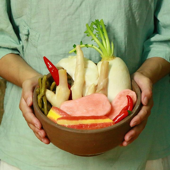 黄掌柜四川农家自制即食泡酸萝卜腌豆角包菜姜泡什锦500克