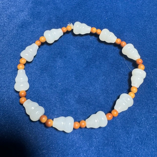 和田玉手工精雕福禄一生白玉葫芦手串