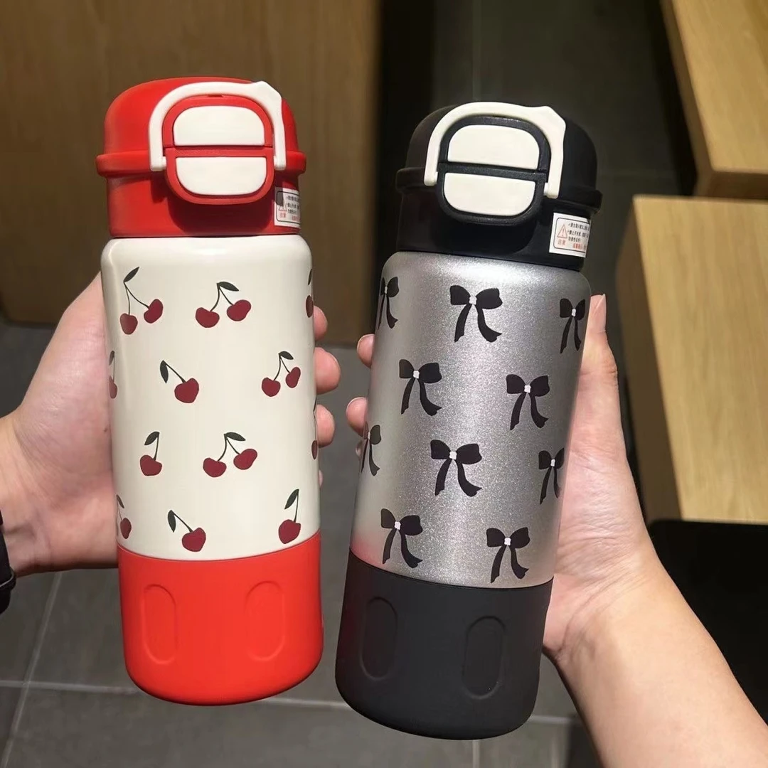 594 2024新款保温水杯316不锈钢高颜值可爱双饮吸管杯子