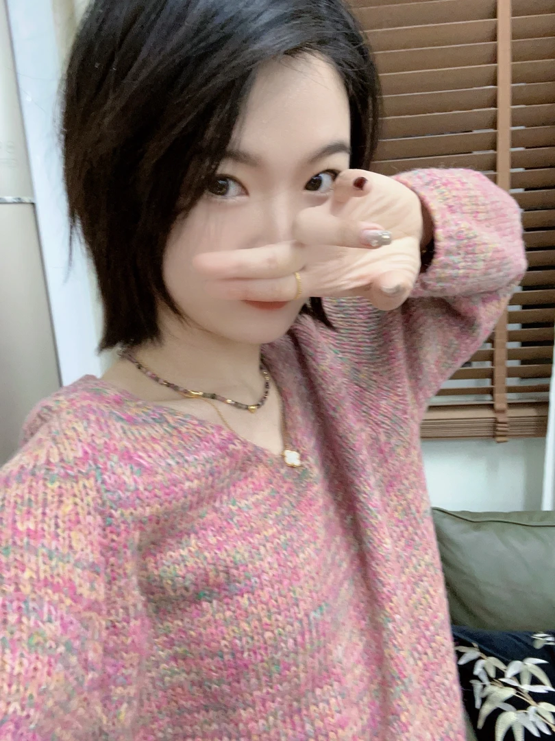 【彩虹毛衣】毛针织衫女2024长袖时尚点子纱毛衣温柔减龄宽松上衣