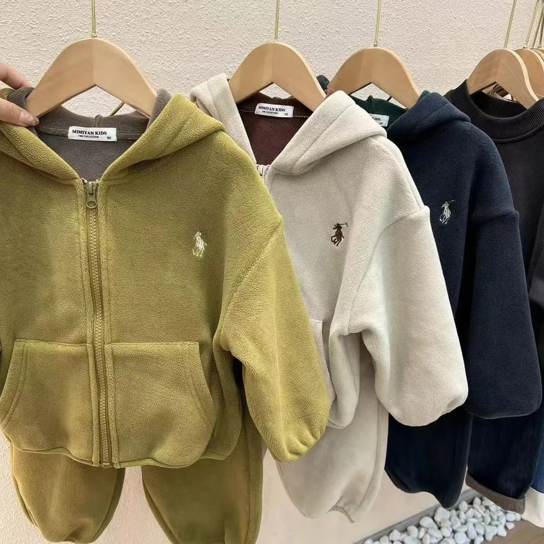 爱你宝贝软糯套装~2022新款儿童秋冬摇粒绒外套+裤子加绒卫衣套装