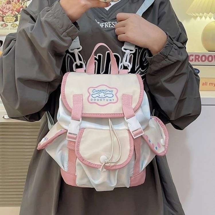 春游出行双肩包2024新款学生夏季书包女斜挎包玉桂狗MINI背包两用