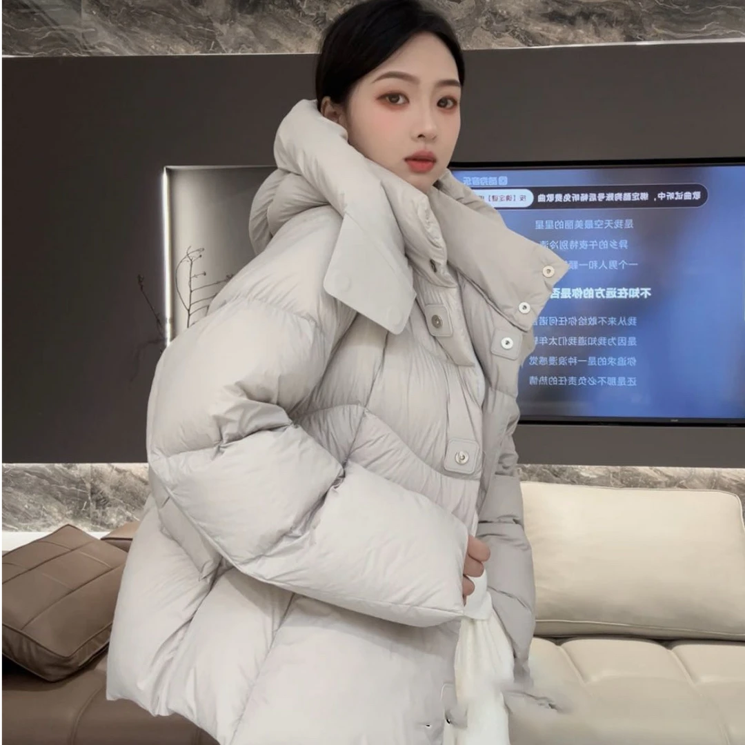 【泡芙系列】16823短款女士连帽羽绒服时尚休闲加厚防风鸭绒保暖