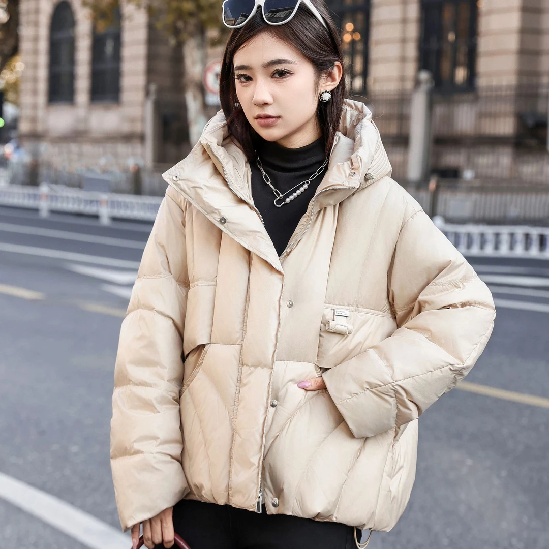 23079女士秋冬季短款羽绒服休闲百搭小个子连帽女款外套显瘦保暖