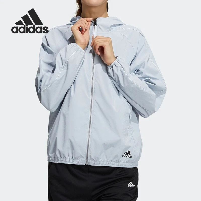 Adidas阿迪达斯女子夏秋防风休闲运动连帽梭织上衣夹克外套GP0669