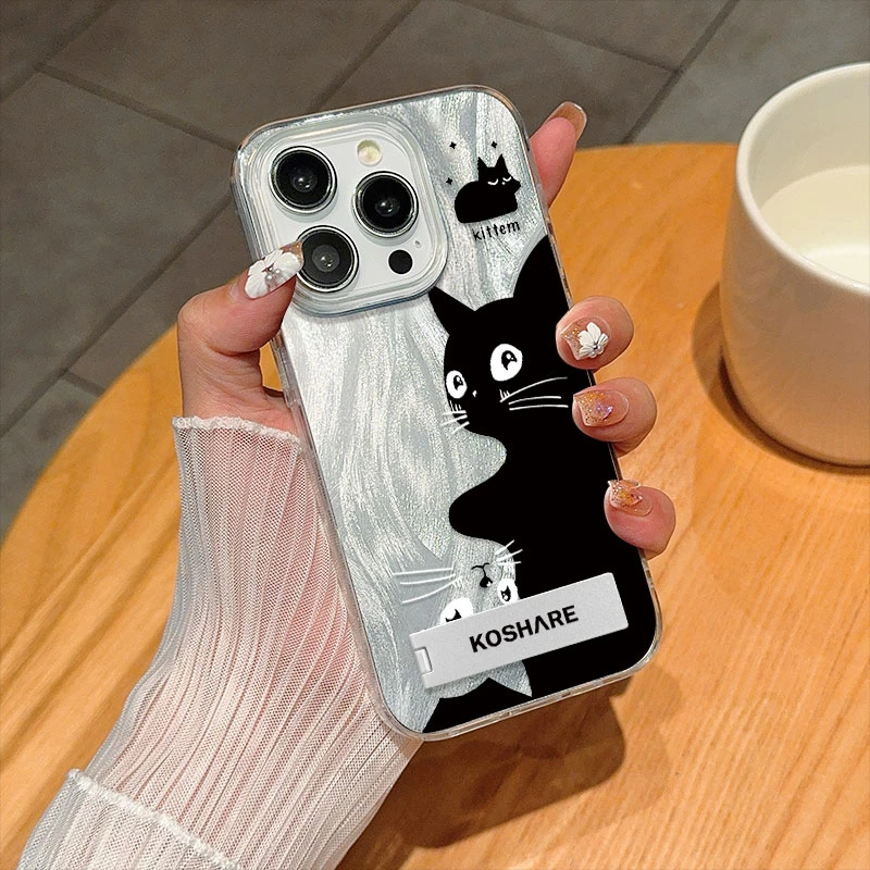 黑白猫咪适用荣耀200手机壳新款荣耀200pro羽纱防摔创意高颜值