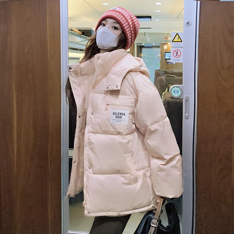棉服女冬季2024年新款韩版ins宽松时尚棉衣加厚连帽外套学生棉袄