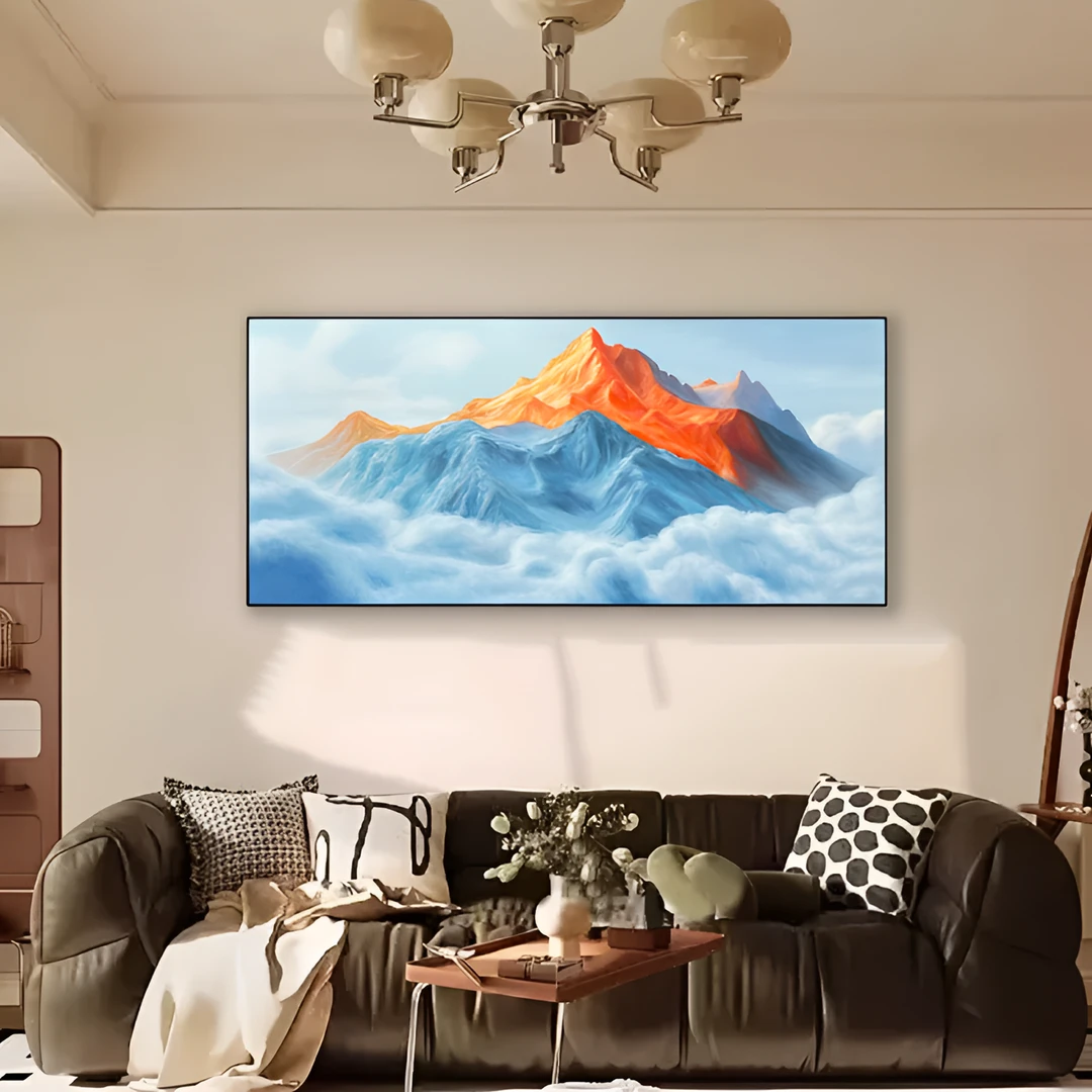 尚美诚【日照金山】金山风景写实画客厅现代简约沙发画背有靠山挂画