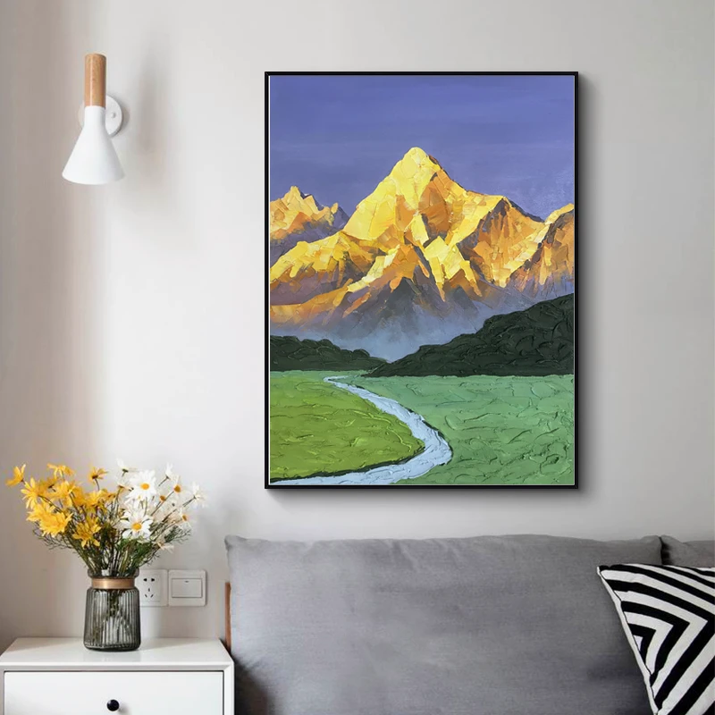 【日照金山】现代轻奢装饰画玄关客厅沙发背景时尚挂画肌理画艺术画