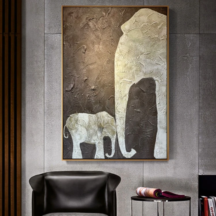 【大象亲子】现代简约轻奢抽象装饰画玄关挂画背景墙竖版画时尚艺术