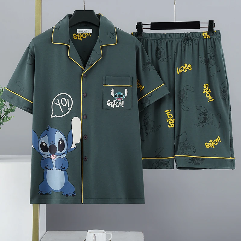 夏季睡衣男短袖纯棉大码200斤学生卡通青少年薄款家居服套装夏天