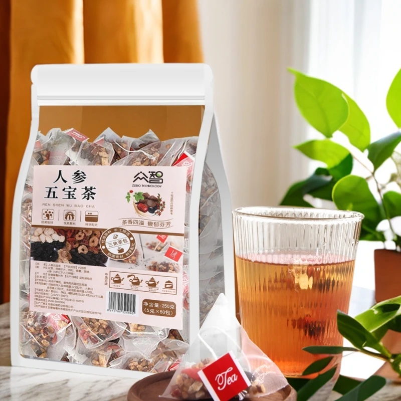 【人参五宝茶】5年及5年以下人参+玛卡片+桑葚+红枣+黄精+枸杞子