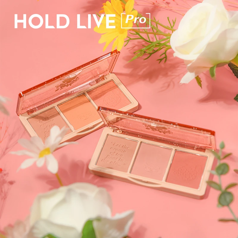 HOLD LIVE秘境花园三色腮红裸妆自然奶茶晒红奶茶色茶色哑光橘色