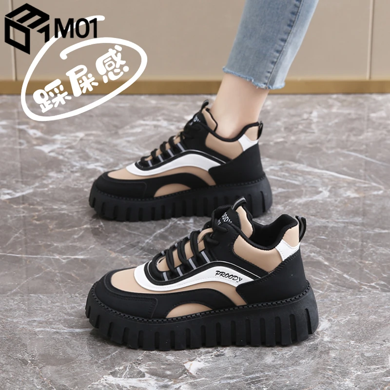 M01爆款中帮运动鞋女2025新款春秋34码厚底老爹鞋ins潮超火板鞋