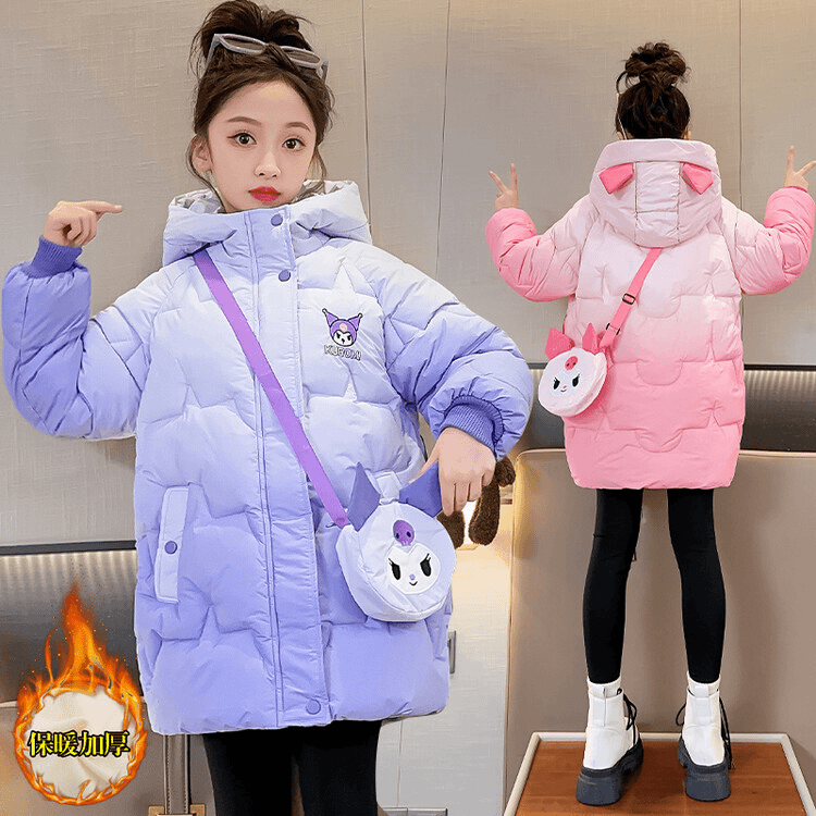 儿童棉衣童装冬款衣服女童渐变色库洛米洋气棉袄中大童加绒棉服