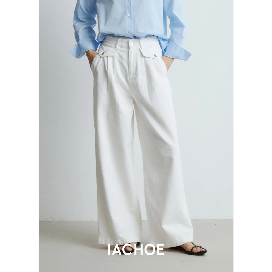 IACHOE阔腿口袋牛仔裤3561519001
