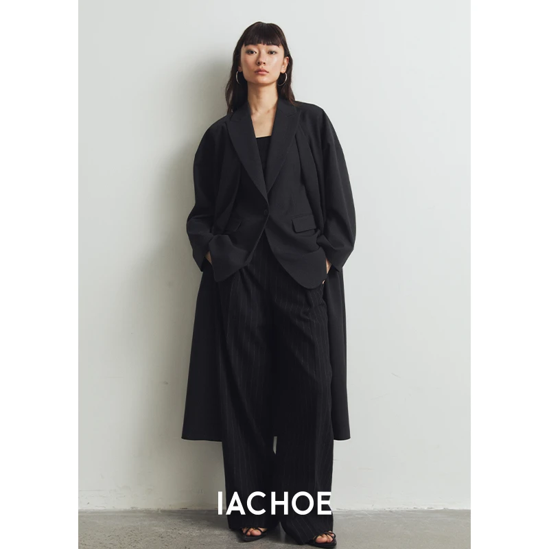 IACHOE【七爷May专属】黑色休闲毛呢西装西装3521509002