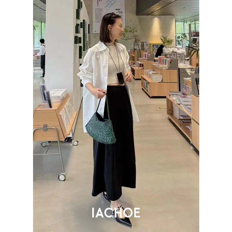 IACHOE 【5050】裙休闲气质设计感直筒半身3461517007