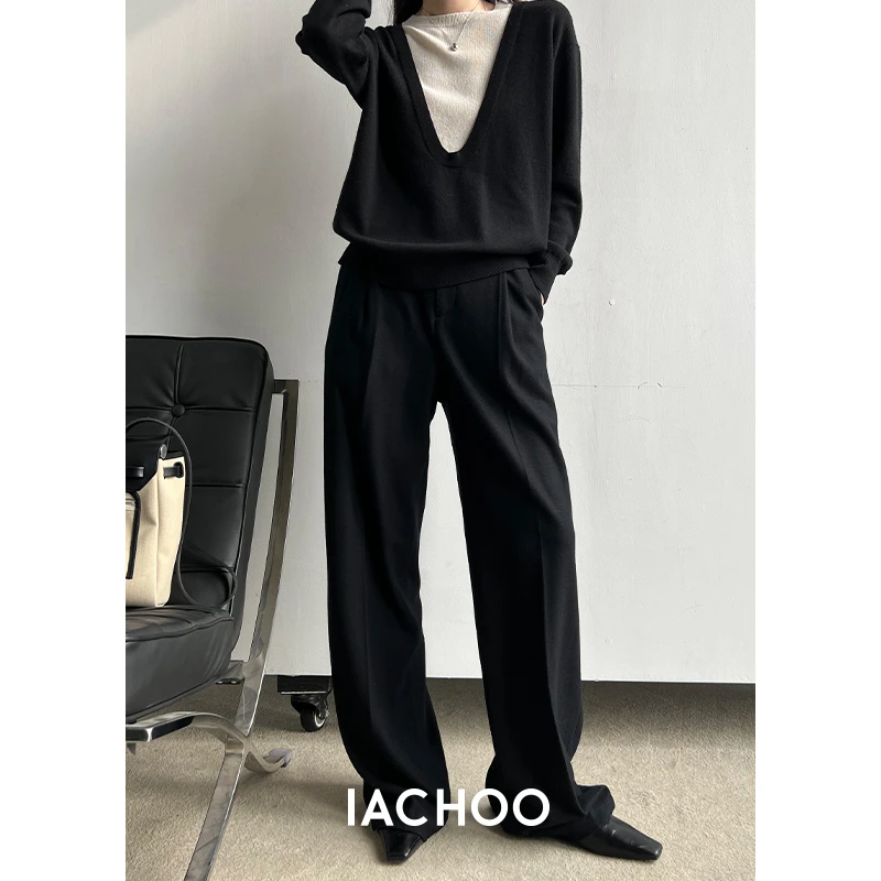 【七爷May专属】IACHOE 绵羊毛直筒休闲裤3471518006