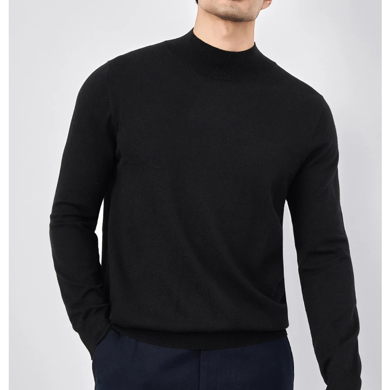 加绒加厚秋冬高品质半高领毛衣男商务内搭加绒加厚保暖针织打底衫