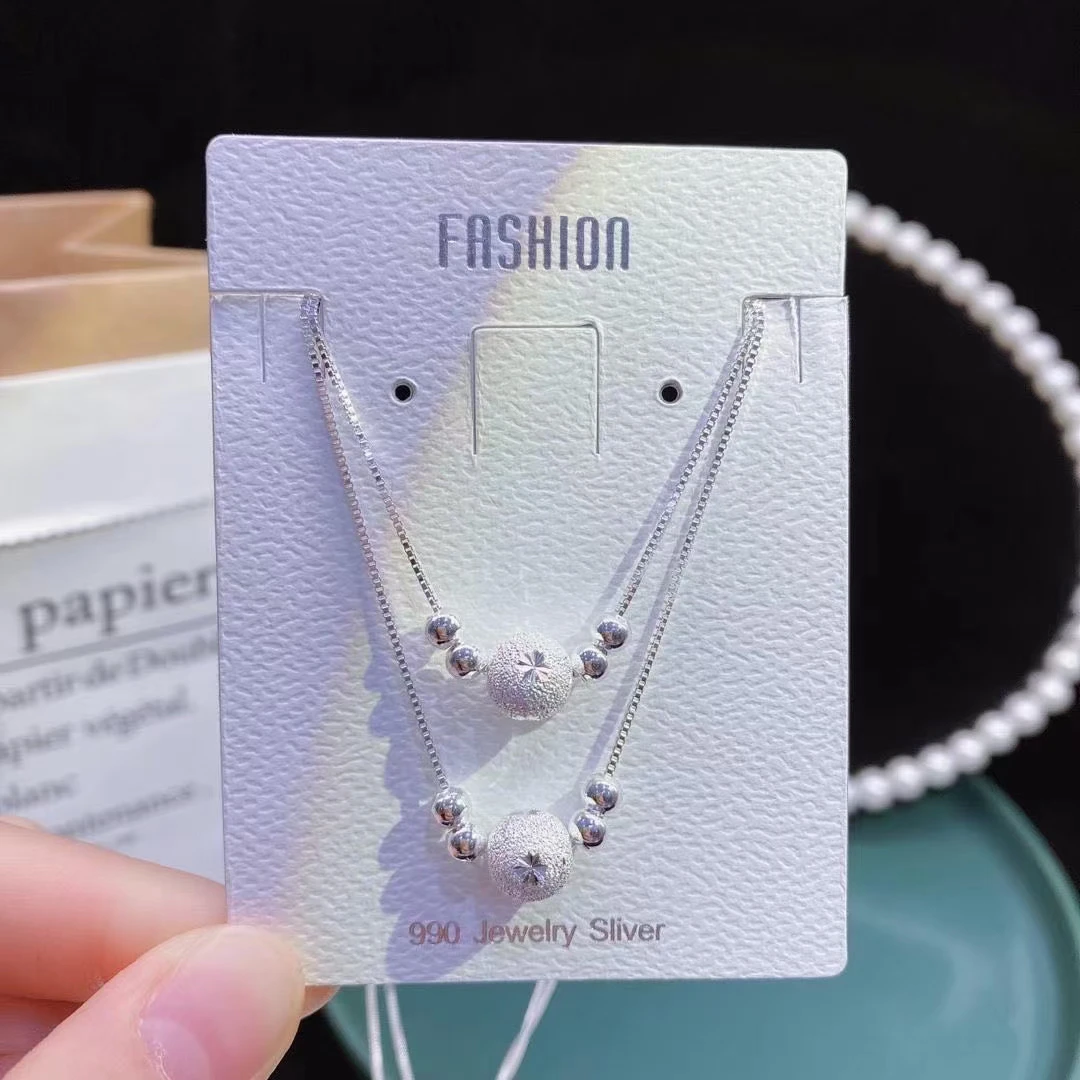 坠链均足银 足银990双层转运珠项链