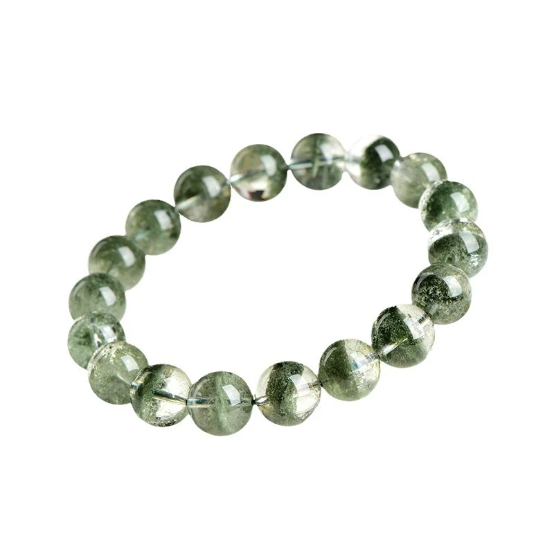 天然7A级千层单圈手链 绿幽灵千层手串绿幽灵圆珠手链