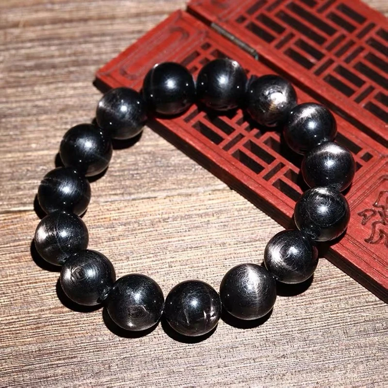 原石金运石手串转运闭眼入 带金眼效应手串男女好运能量个性复古