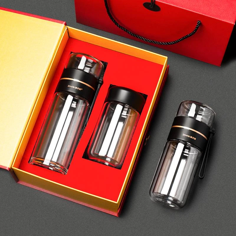 便携茶水分离双层玻璃杯耐热防爆耐高温水杯男士泡茶杯子个人专用