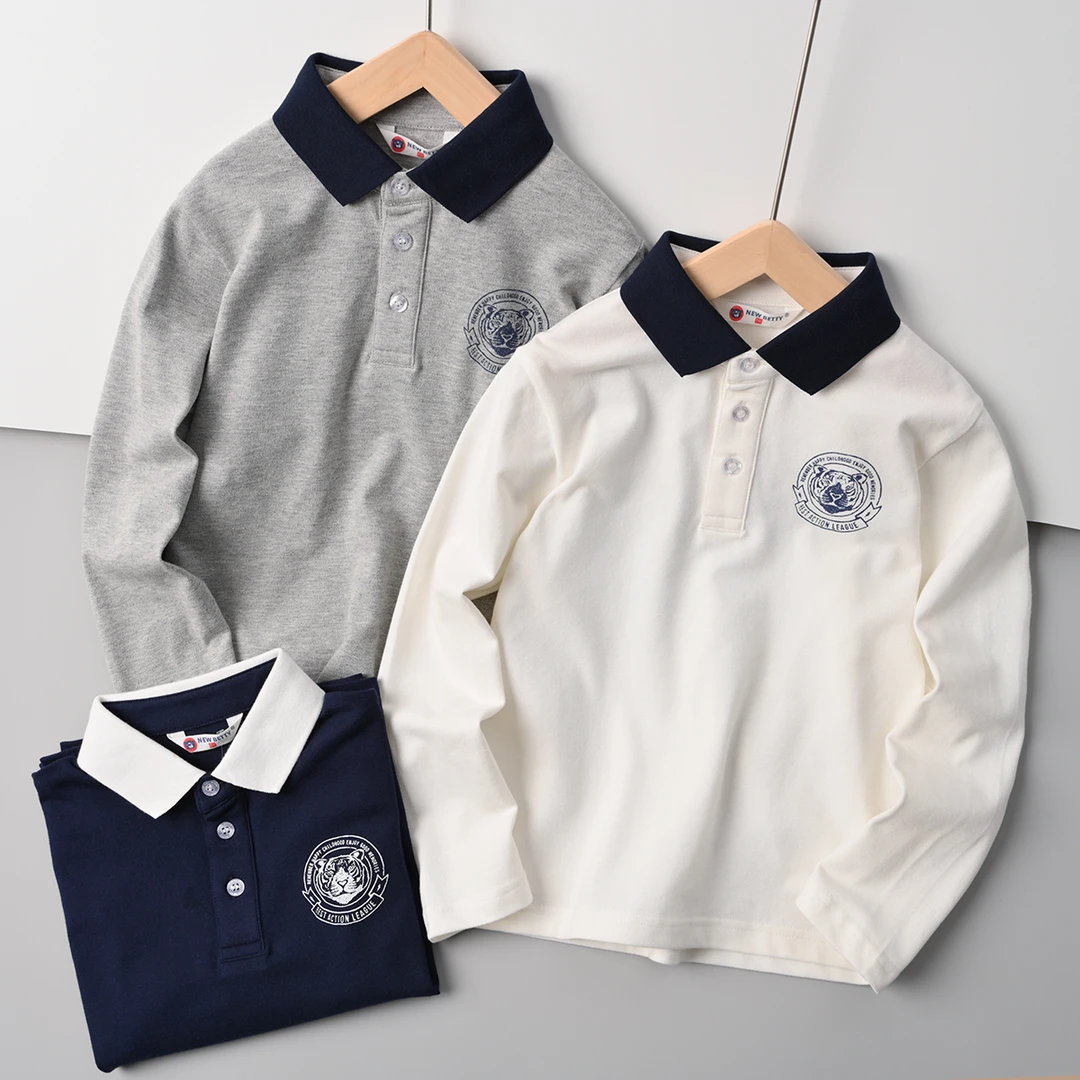 32支精梳棉 儿童纯棉珠地棉POLO衫 男童女童长袖 中大童 85390