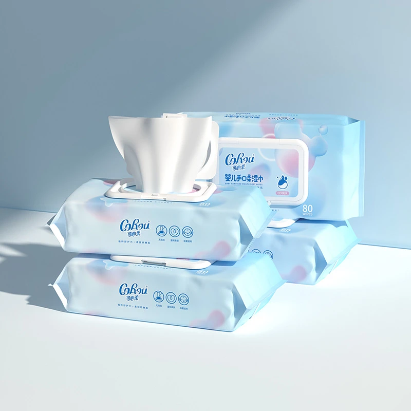 可心柔新生儿亲肤加厚婴幼儿屁屁抽取式湿巾80抽8包家用湿纸巾