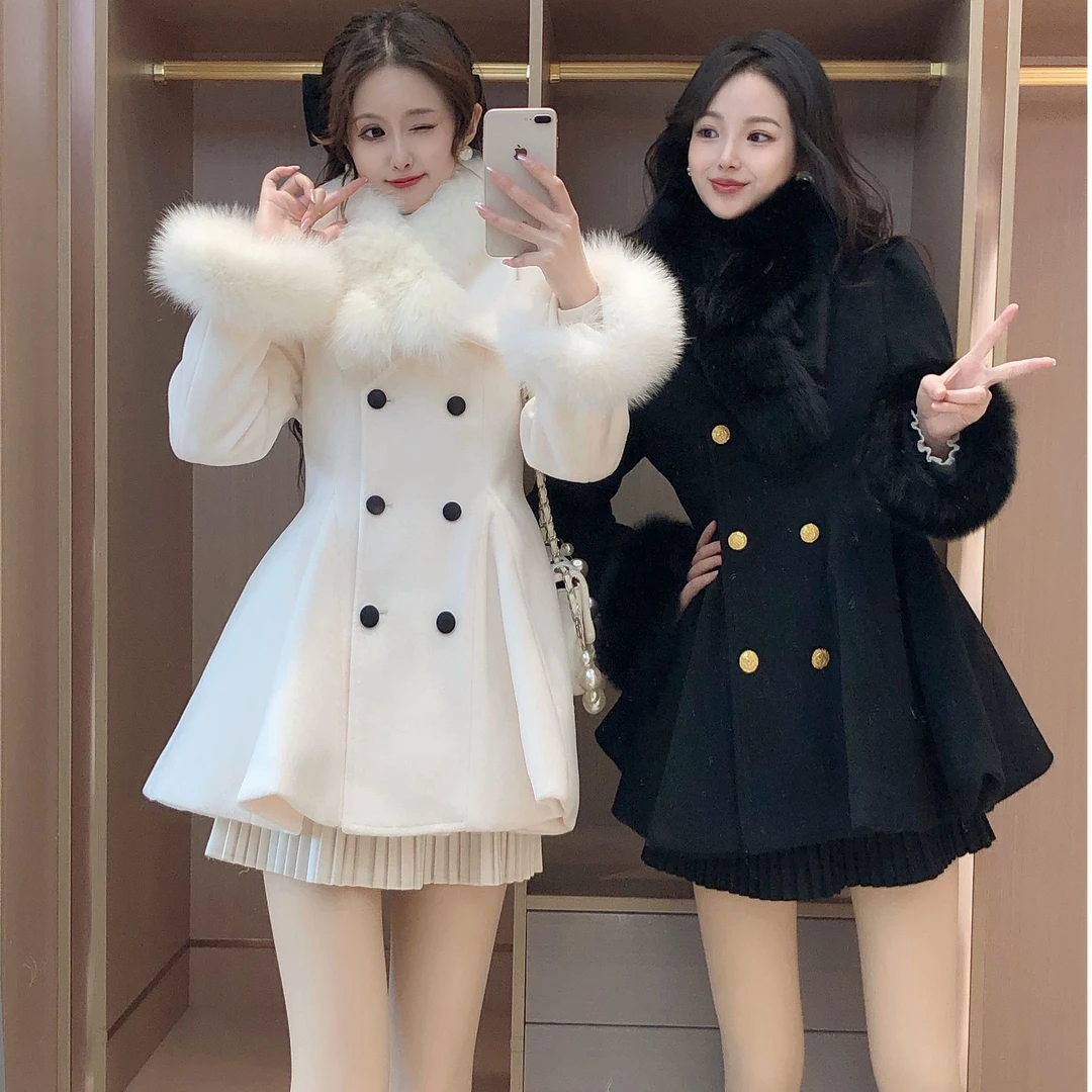 艾日秀定制●法式千金名媛风收腰加厚高级感西装领毛呢外套 E9223