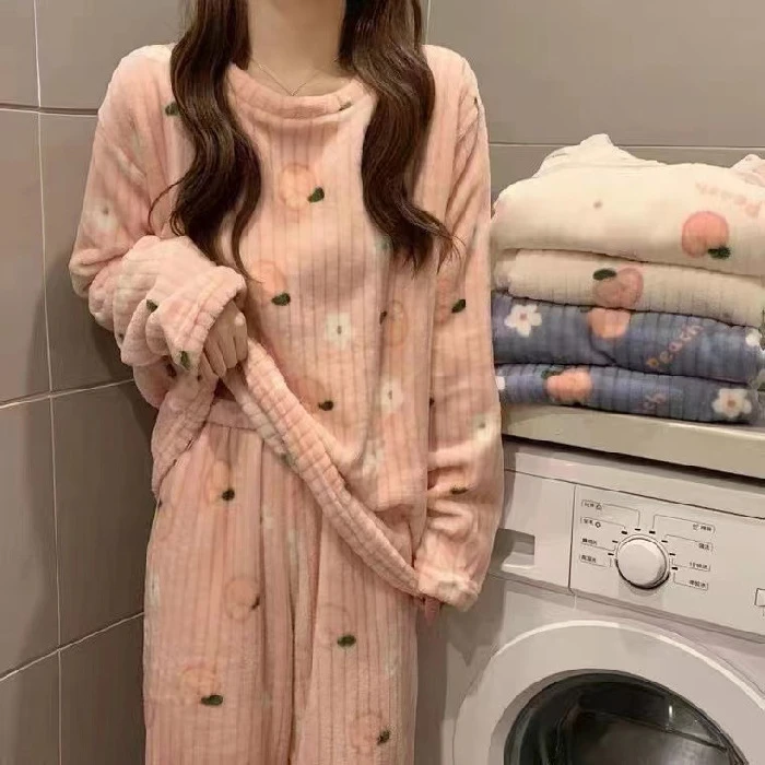 【小周宠粉补贴】保暖亲子家居服套装甜美冬季珊瑚绒睡衣女加绒加厚