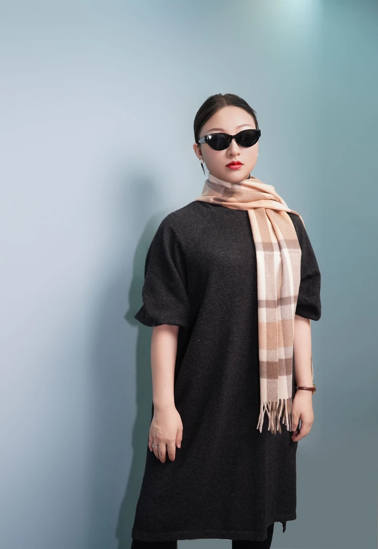 (孤品)羊毛围巾女冬款格子高级报端高级感围脖情侣披肩围巾