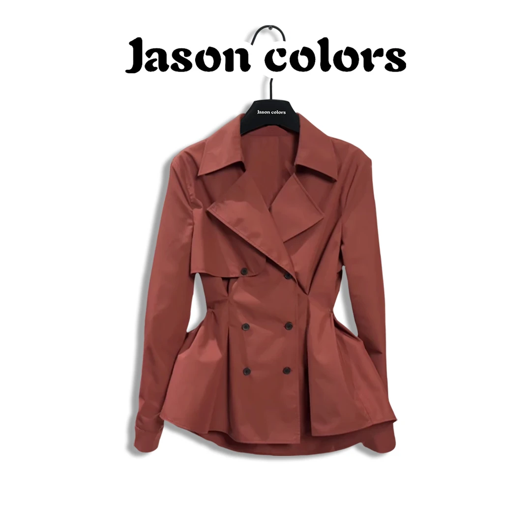 【Jason colors】安哥拉红长袖衬衫女2024新款时尚设计感气质上衣女