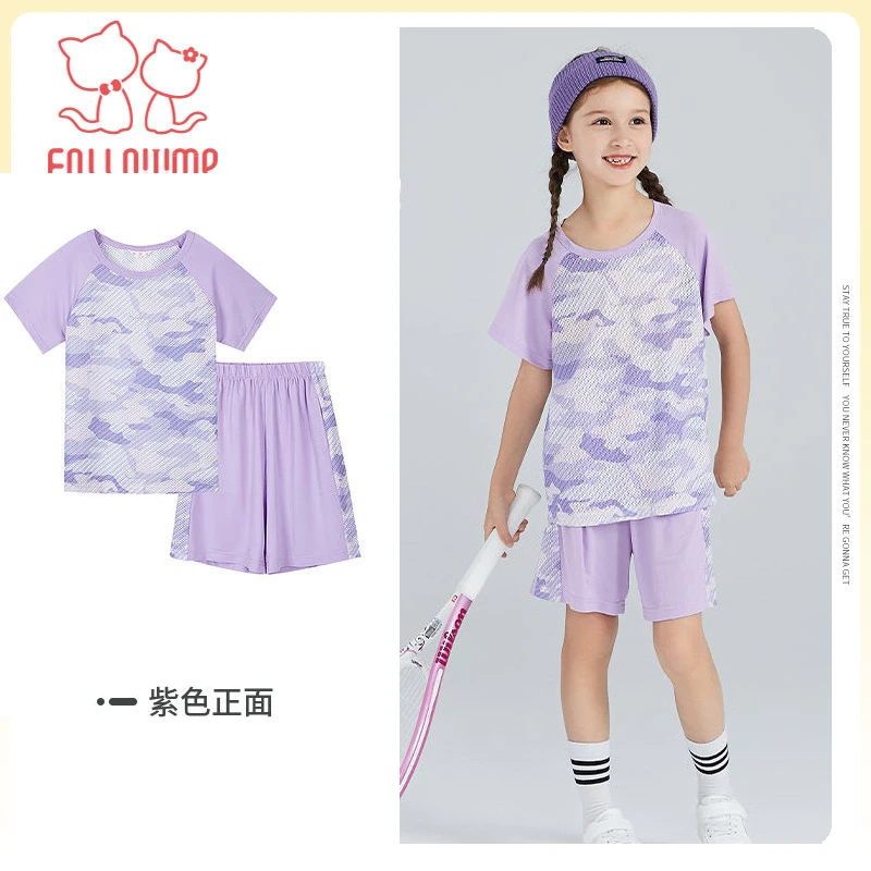 新款夏季青少年宽松透气t恤短裤两件套F3B8363T