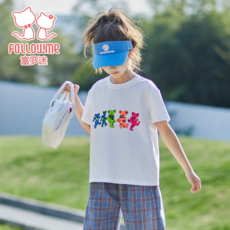 富罗迷女童T恤夏季宽松透气新款小女孩亲肤舒适短袖t恤F2B7446Z