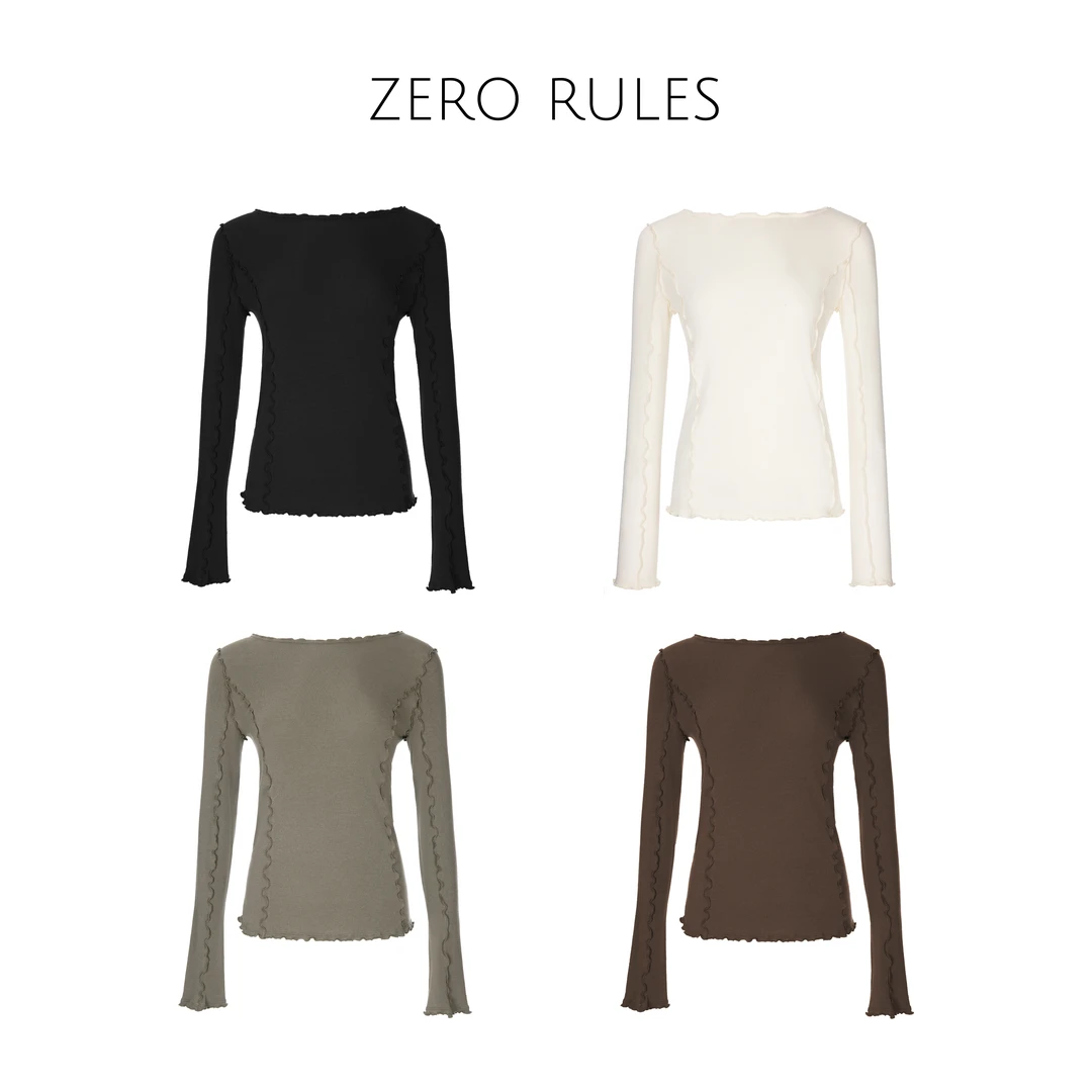 24081036【福利木耳针织衫】Chao细天丝 休闲百搭！木耳边针织衫