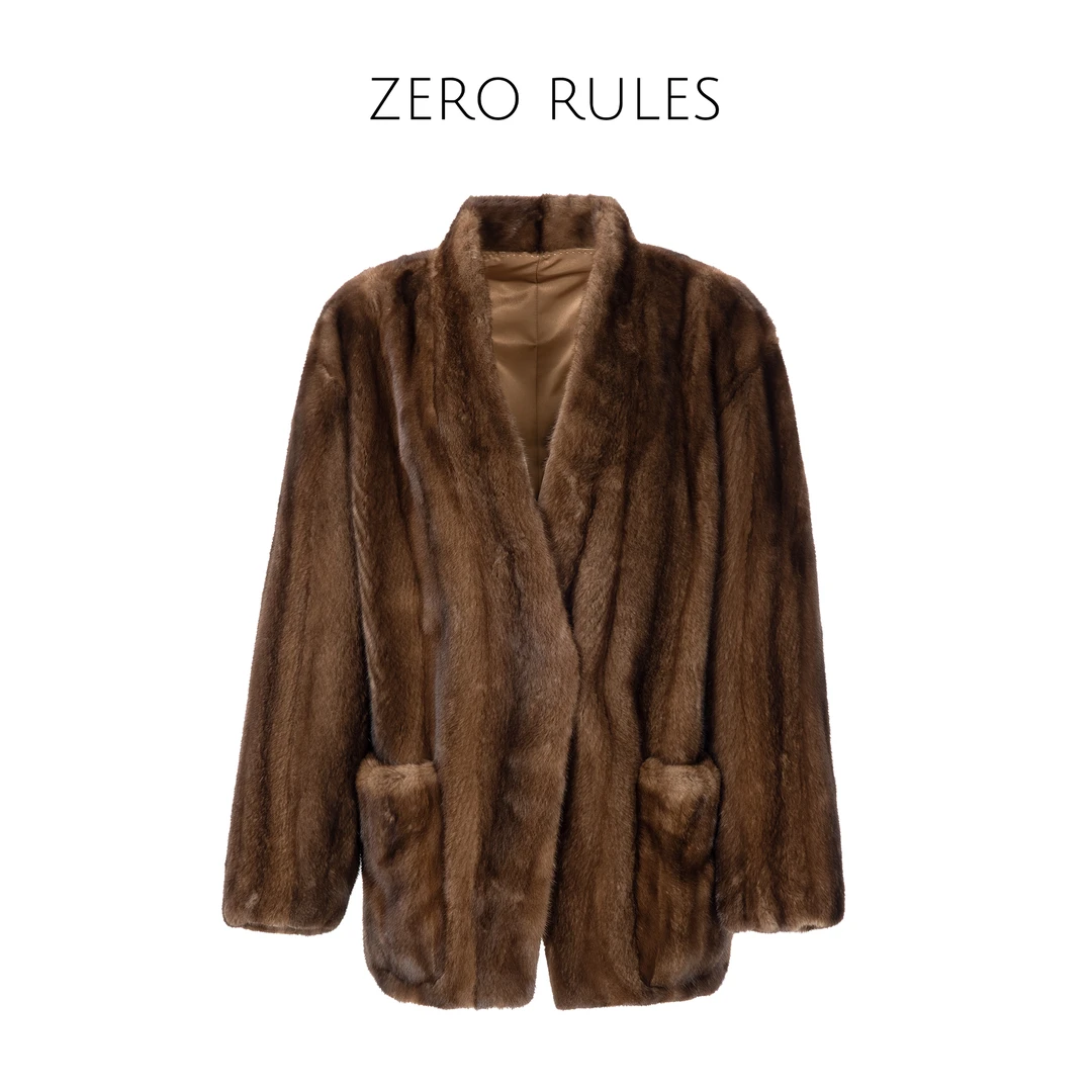 24101980【紫标咖啡貂】紫标小母貂奢线！本色全抽刀水貂皮草大衣