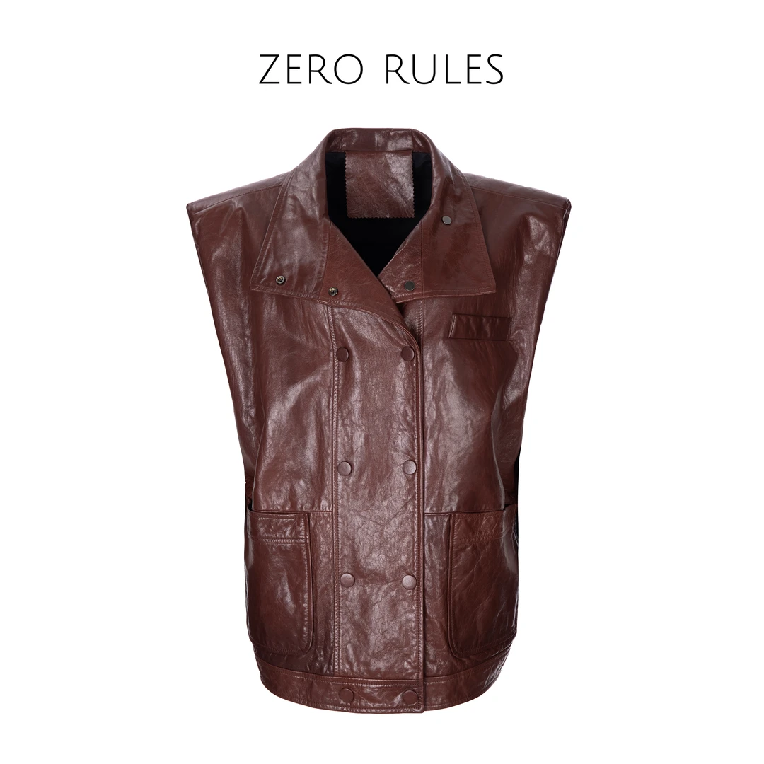 ZJ24081337【杨树林皮马甲】埃*亚油腊植糅小山羊皮+宾霸铜氨内里