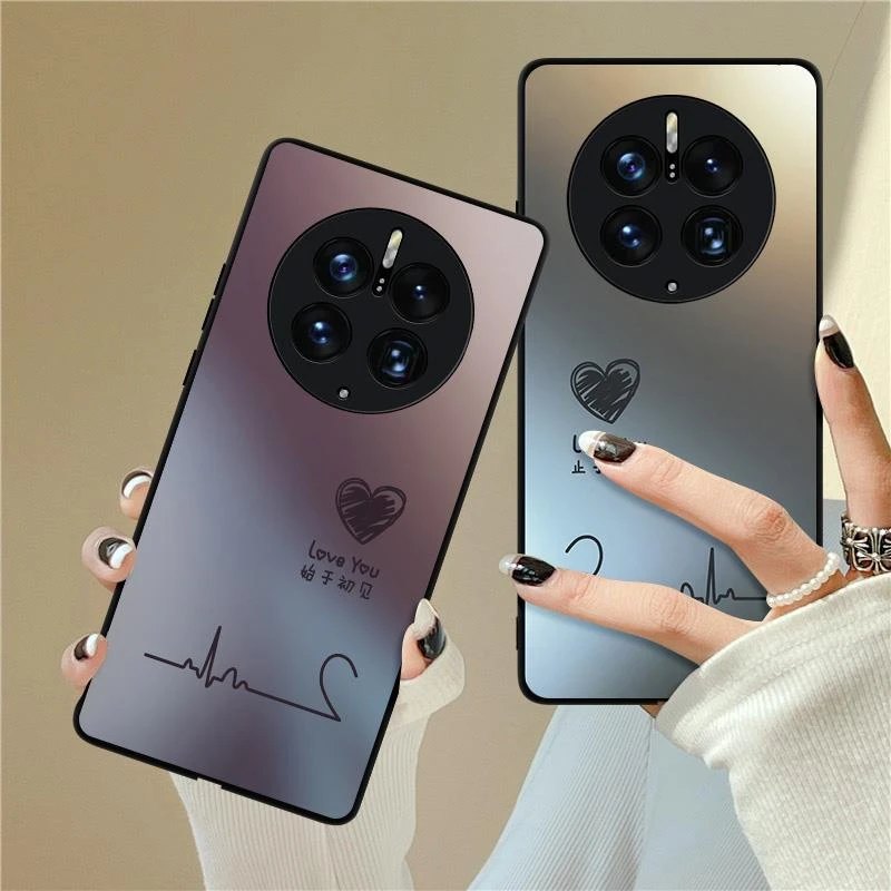 绛紫心跳爱心华为mate60pro手机保护壳mate50新款mate40pro电镀p5